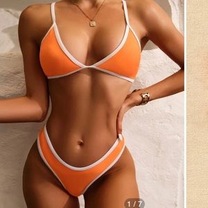 Orange and white bikini